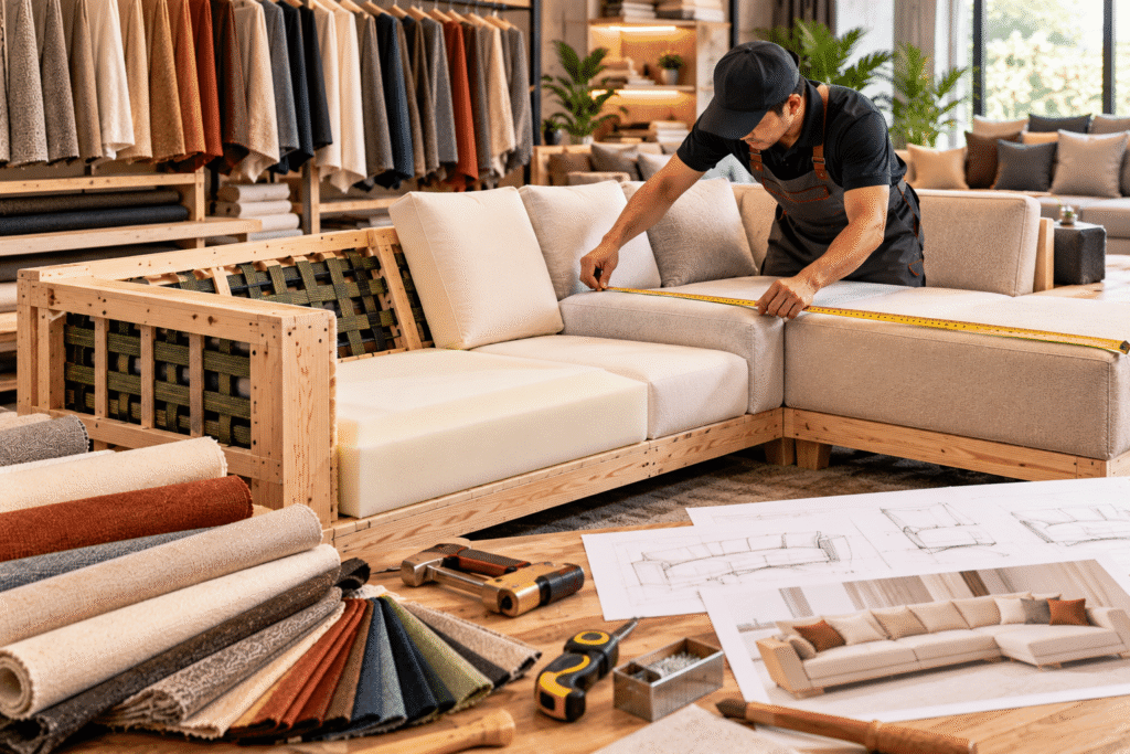 Setiap bagian sofa dikerjakan dengan memperhatikan struktur, kenyamanan, kerapian jahitan, dan kualitas finishing.