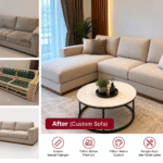Custom Sofa Sesuai Karakter Ruangan — Setiap detail dirancang untuk menyelaraskan ukuran, warna, dan model sofa dengan konsep interior agar ruangan terasa lebih harmonis.